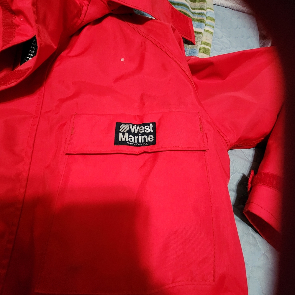 West Marine Small Men's Red Nautical Foul Weather Suit